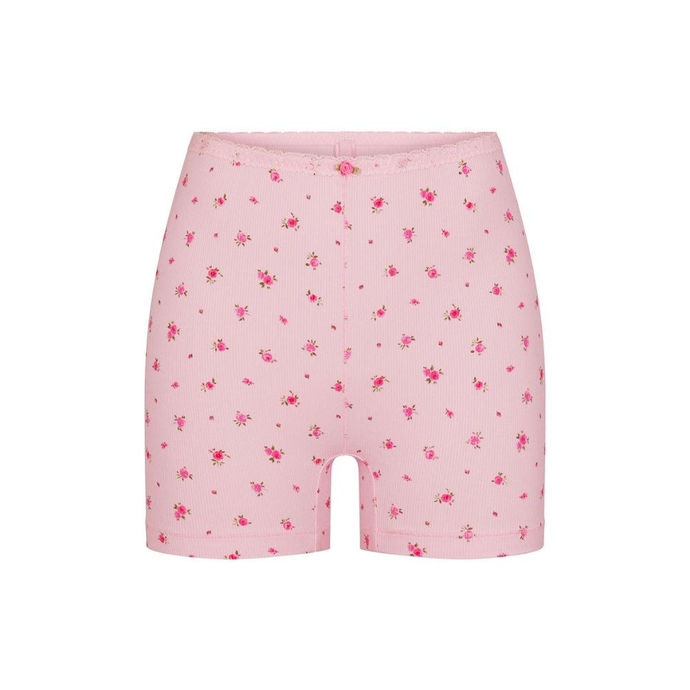 SKIMS Soft Lounge Lace Shorts Rose Print M